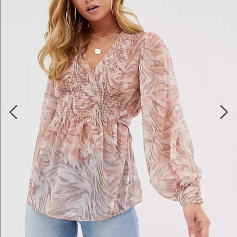 ASOS long sleeve v neck zebra top